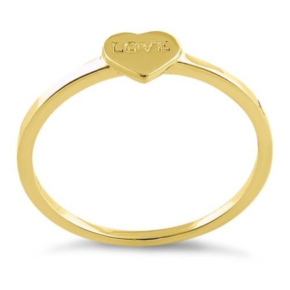 Solid 14K Yellow Gold Love Heart Ring - Picture 3 of 4